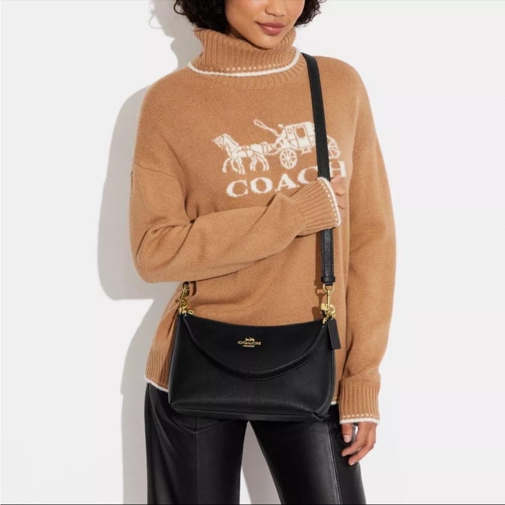 NWT!COACH Clara Shoulder Bag (COACH CE584) Gold/Black - Picture 7 of 7